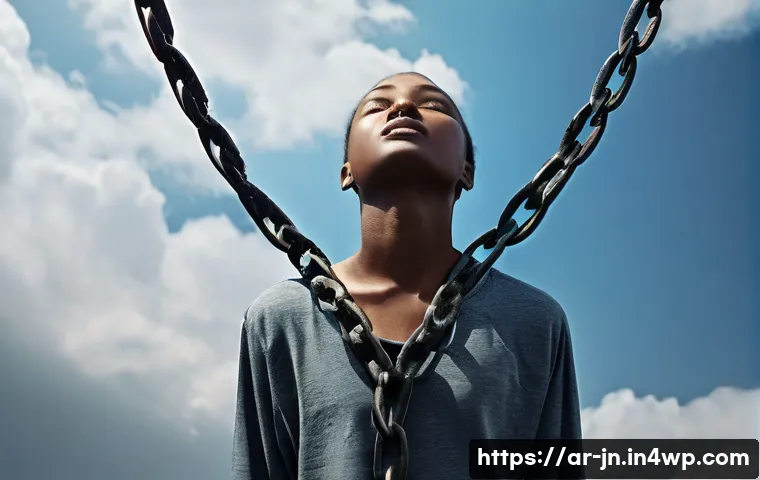 정신적 장애물 극복하기 위한 기법 - **Prompt: "Liberated Mindset: Breaking Chains"**
A vibrant, dynamic shot of a person (adult, gen...