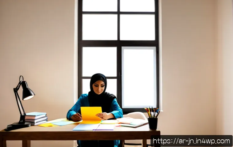 심리학적 접근으로 성과를 향상시키는 방법 - Photorealistic Arab professional practicing psychological goal-setting at a clean home office, calml...